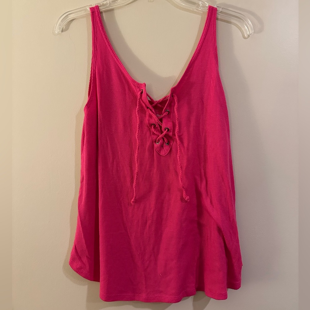 Abercrombie Ribbed Lace Up Front Tank Top - Size Large